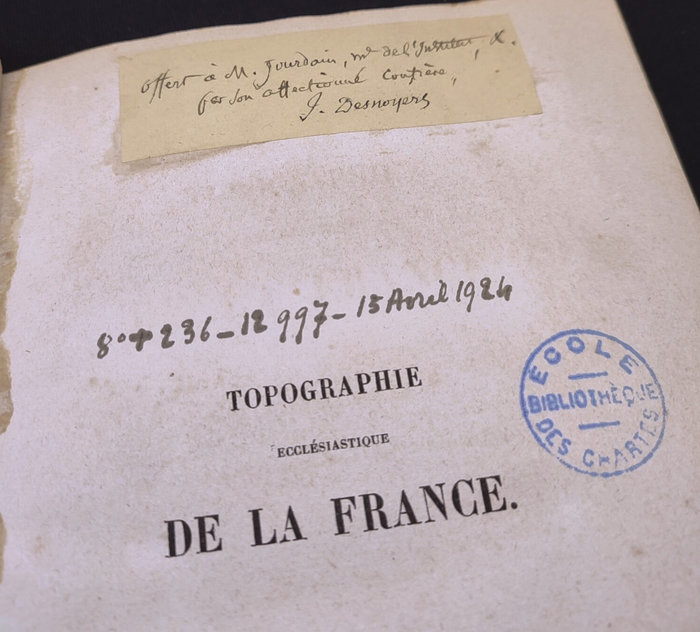 Dédicace de Jules Desnoyers à M. Jourdain